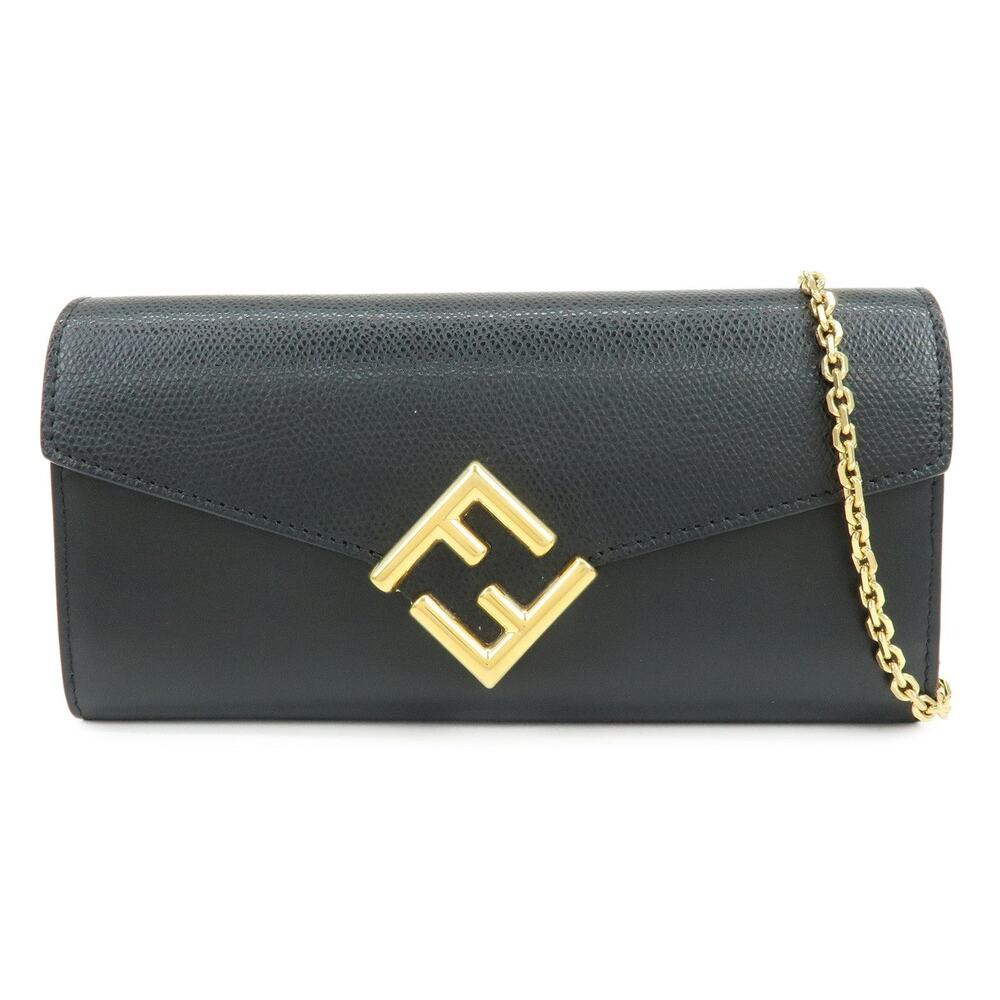 Fendi Calfskin Wallet on Chain Black Leather
